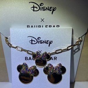 Disney X BaubleBar Gold Dainty Minnie Mouse Sparkle Bow Jewelry Set